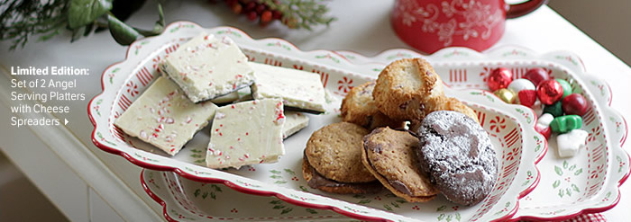 Limited Edition: Set of 2 Angel Serving Platters with Cheese Spreaders
