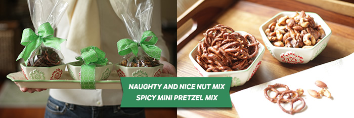 Naughty and Nice Nut Mix, Spicy Mini Pretzel Mix